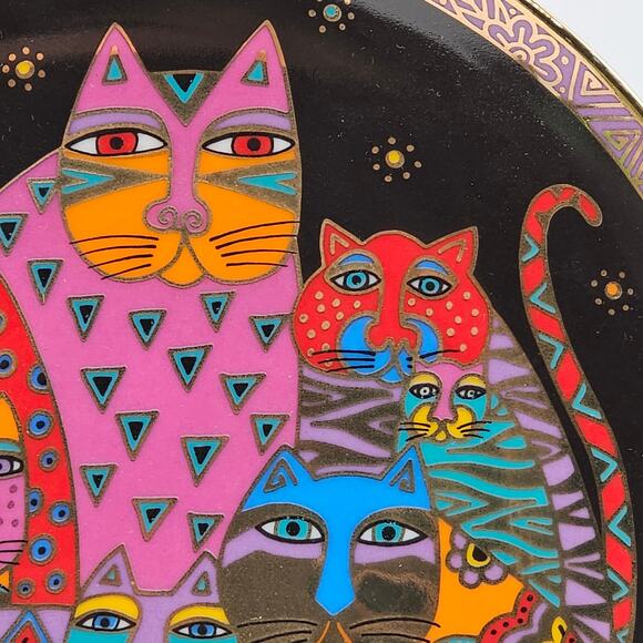 Limited Edition 1994 Colorful Laurel Burch Fabulous Felines Porcelain Plate - Picture 4 of 8